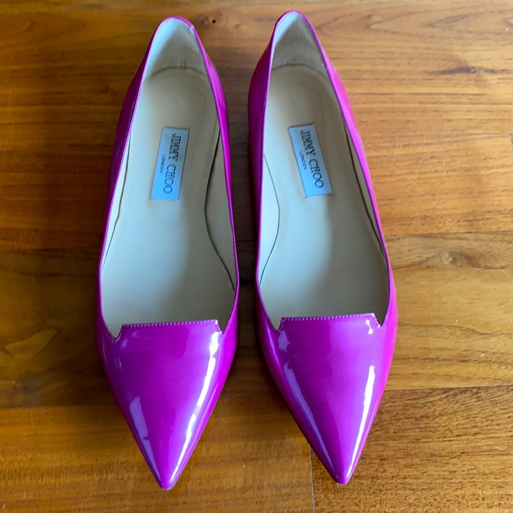 Jimmy Choo magenta pink pointy toe flat